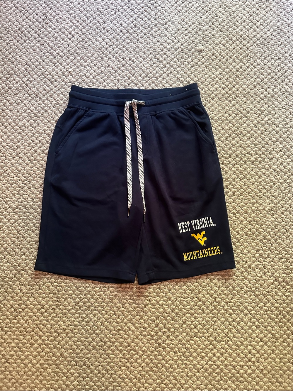 West Virginia Mountaineers Men's Navy Blue Athletic Shorts with Drawstring